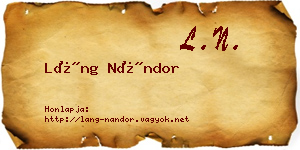 Láng Nándor névjegykártya